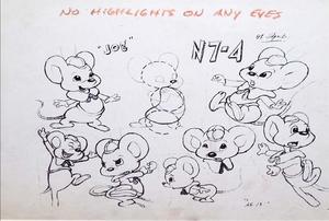JOE” MODEL SHEET   1947   Original Studio Photocopy Model Sheet of the Little Mouse “Joe.”  Marked N7-4.  Possibly Released as “Naughty But Mice.”