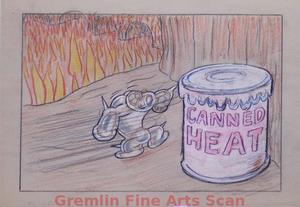 I’LL BE SKIING YA   1947   With the Can Behind Him, Popeye Turns to the Cave & Inhales.  Graphite & Crayon with Watercolor on Paper.
