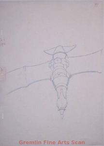 HEAVY METAL 1981 Production Drawing of Taarna’s Bird as Seen from Above. Huge Image!