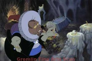 THUMBELINA   1992   Production cel of Mr. Mole Presented on a color laser background.