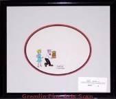 BLONDIE 1987 Production cel of Blondie and Dagwood. Signed by European Animators Ron Fritz and Dan Hunn. Frame Damaged and sold as is.