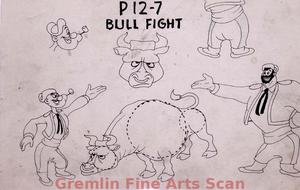 BULLFIGHT   1952   Original Studio Photocopy Model Sheet of Popeye.  From Production #P12-7, “Bullfight.”  Released in 1953 as “Toreadorable.”