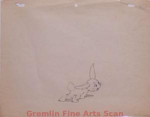 FRISKY RABBIT   1939   Paul Terry Drawing of a Rabbit.  Graphite on Animation Paper.