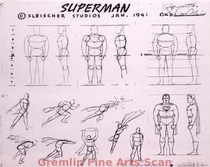 SUPERMAN   1941   Xerox model sheet of Superman from the first animated Superman cartoon