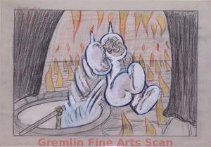 I’LL BE SKIING YA   1947   Popeye Jumps Out of the Now Flameless Pit.  Graphite & Crayon with Watercolor on Paper.