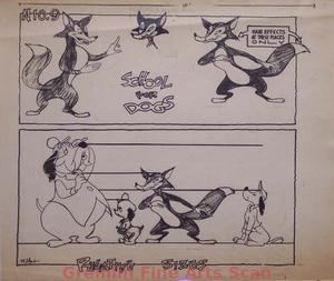 SCHOOL FOR DOGS   1951   Original Studio Printed Model Sheet of Fox & Hounds.  Marked #N10-9, “School For Dogs.”  Released in 1951 as “By Leaps & Hounds.”