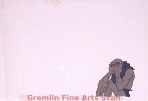 HEAVY METAL 1981 Production cel of the creature covering his eyes as the orb glows.