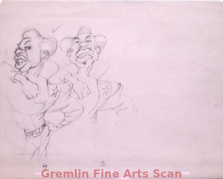 HEY GOOD LOOKIN 1973 Original Ralph Bakshi Drawing of Another Tough City Dude, This One with a Rag Tied on His Head.