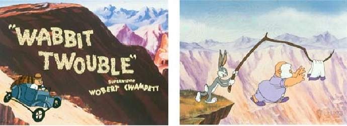 THE TITLE SERIES - WABBIT TWOUBLE 1992 Bob Clampett Limited Edition 2-Cel Suite of “Wabbit Twouble”. #55/500. From The Title Series.