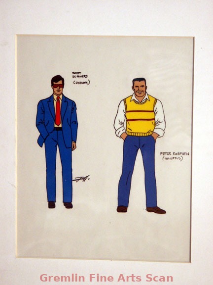 THE X-MEN ADVENTURE 1983 Color Model Cel of Scott Summers (Cyclops) and Peter Rasputen (Colossus).