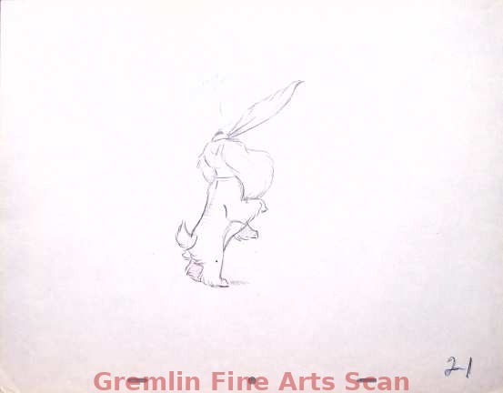 LADY & THE TRAMP 1955 Animation Drawing of Lady Pulling on the Tablecloth. Overall Size 12 x 16 Inches. 3643-WD $450.00