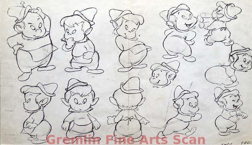 THE WEE MEN 1947 Original Studio Print Copy of Leprechaun Model Sheet. Probably Drawn by Bill Titla.