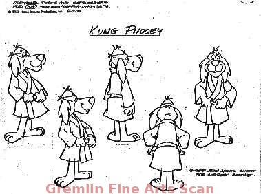 HONG KONG PHOOEY 1977 Studio Print (Xerox) Model Sheet of Honk Kong Phooey (aka Kung Phooey). 5 Images.