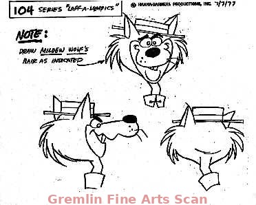 MILDEW WOLF 1977 Studio Print (Xerox) Model Sheet of Mildew Wolf. 3 Head Shots.