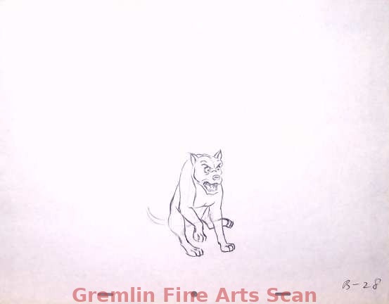 LADY & THE TRAMP   1955   Animation Drawing of Mad Dog That’s About to Attack.   Overall Size 12 x 16 Inches.   3660-WD   $175.00