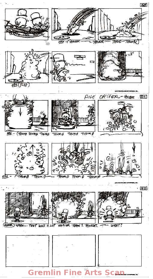BUGS BUNNY’S LOONEY CHRISTMAS 1979 Directed By Friz Freleng This 3 Page Group Page Contains Fifteen Original Storyboards Depicting Elmer and Bugs Fighting to Get Rid of All the Snow. Friz Freleng Directed this Special. Page #16B, 16C, 16D.