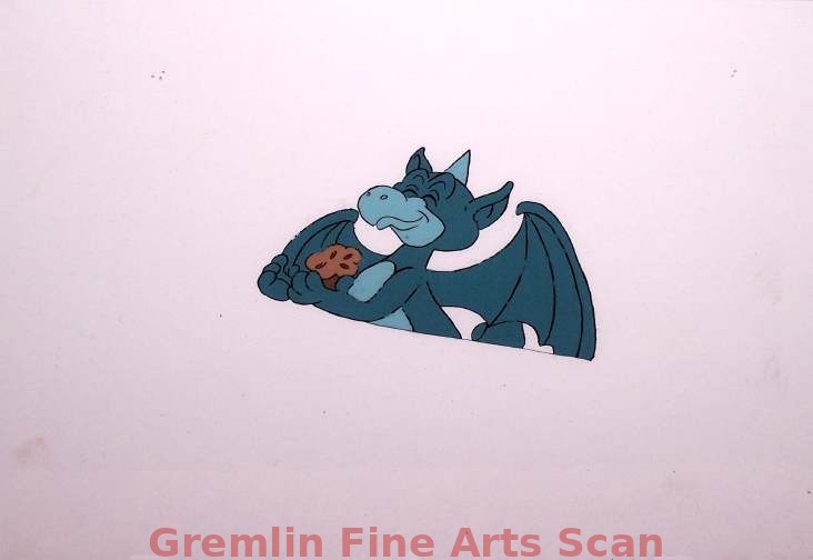 SMURFS 1981 Production Cel of Baby Dragon Eating Muffins.