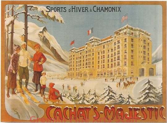 CACHAT’S MAJESTIC SPORT D’HIVER Cachat’s Majestic Sport D’Hiver fine art Ski Poster. Rare Horizontal vintage style.