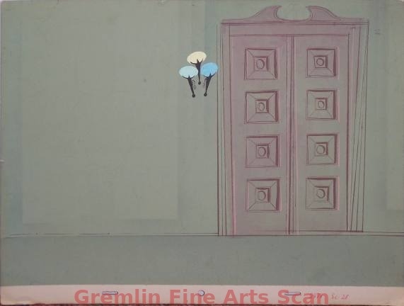 STORY OF ANYBURG, U.S.A. 1957 Original Production Background of Courtroom Interior from a Donald Duck cartoon..