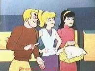 THE ARCHIES 1970 Multi-Cel Setup of Moose, Betty & Veronica Presented on a Watercolor Production Background.