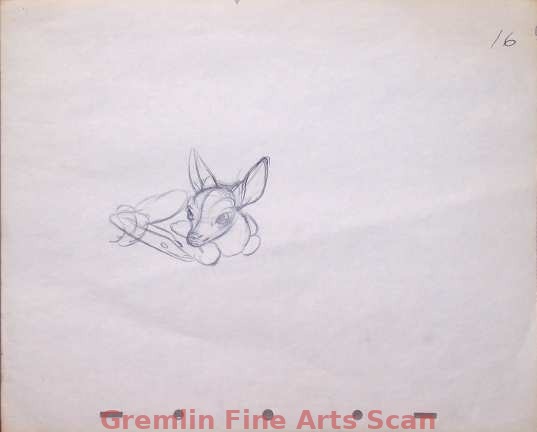 BAMBI   1941   Animator’s Rough of a Newborn Bambi.  Ref. #16.