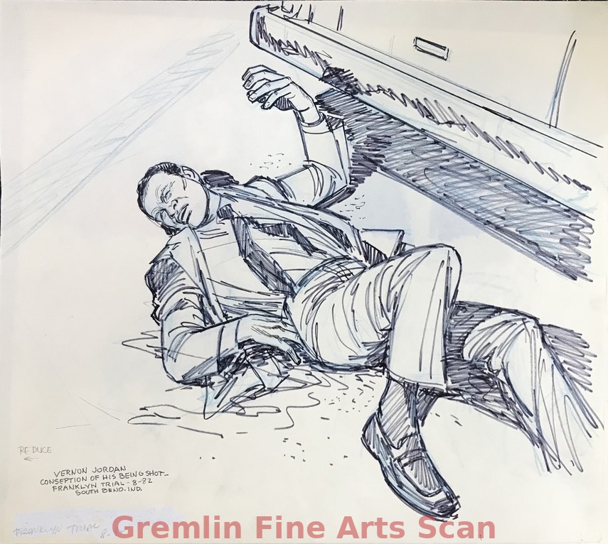 Joseph Franklin - Vernon Jordan  1982  Conceptual sketch of Vernon Jordan after being shot.