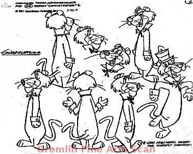 SNAGGLEPUSS 1977 Studio Print (Xerox) Model Sheet of Snagglepuss. 8 Images.