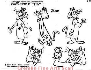 PIXIE & DIXIE 1977 Studio Print (Xerox) Model Sheet of Jinks and Pixie. 6 Images.