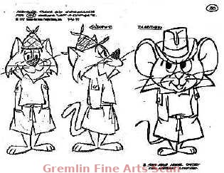 SNOOPER & BLABBER 1977 Studio Print (Xerox) Model Sheet of Snooper & Blabber. 3 Images.