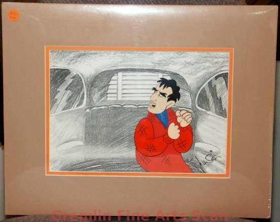 THE CONTENDER 1977 Production cel of Marlon Brando on a Photocopy Background of this Children’s Television Workshop (CTW)/Electric Company Educational Spoof of “On the Waterfront.” Signed by Director Arnie Levin.