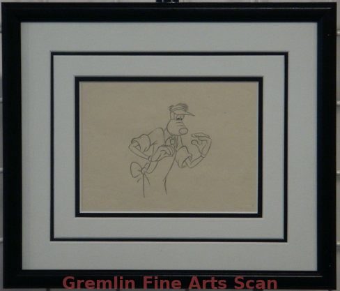 HOLD THAT POSE 1950 Animation drawing of Goofy from this popular Disney cartoon short. Framed to 12 x 14 Inches. 19673-WD $150.00 Framed