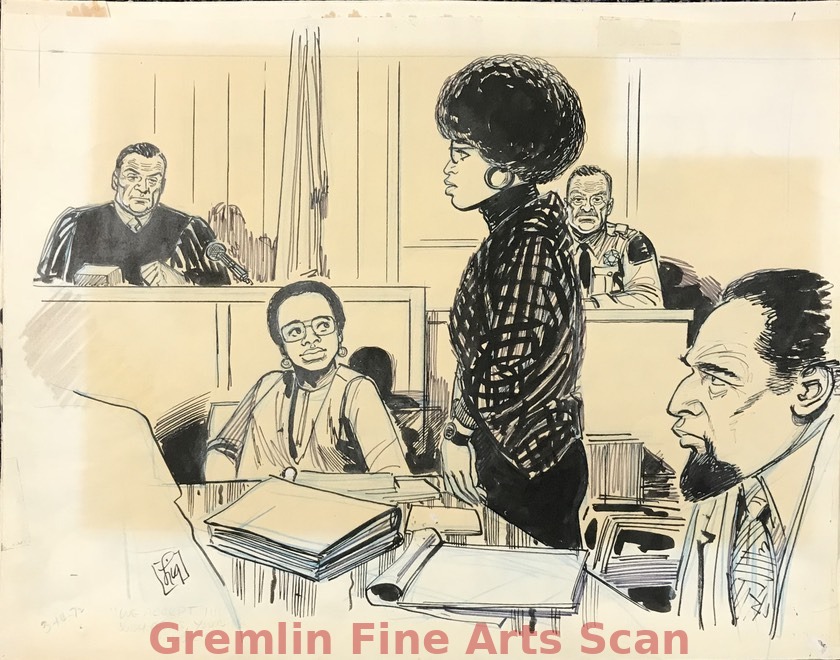 Angela Davis 1972 Angela Davis stands before the judge and her defense team during her retrial.