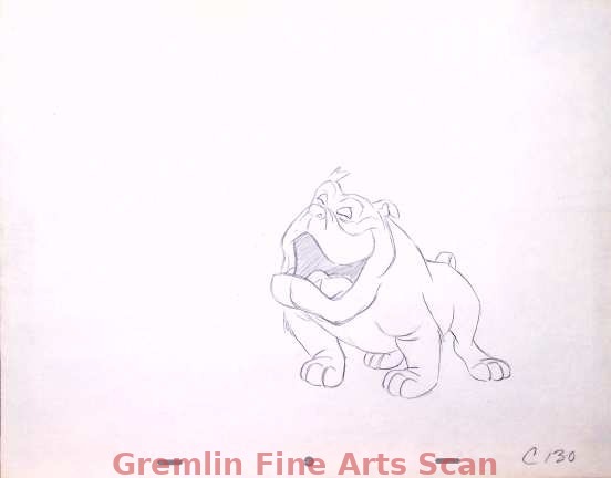 LADY & THE TRAMP 1955 Animation Drawing of Bull. Overall Size 12 x 16 Inches. 3647-WD $350.00