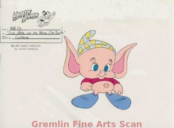 THE NEW ADVENTURES OF MIGHTY MOUSE 1987 Final Color Model Cel of “Cutesy” Dwarf. From the Episode “Snow White and the Motor City Dwarfs”.