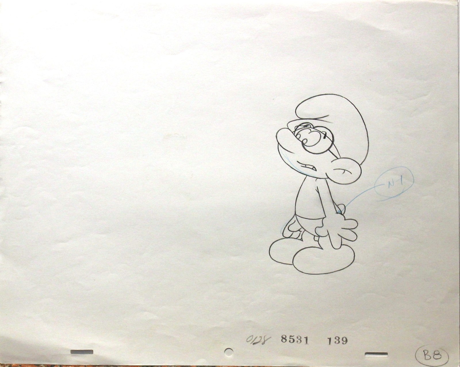 THE SMURFS 1981 Animation drawing of the Smurf.