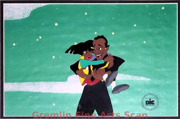 HAMMERMAN 1991 Production Cel of Hammerman (M.C. Hammer) and his Little Friend Presented on a Color Laser Background.