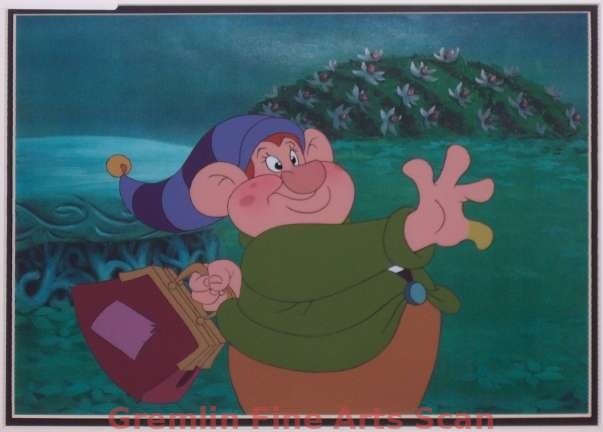 A TROLL IN CENTRAL PARK 1994 Production cel of Stanley with his travelling bag. Presented on a color laser background.