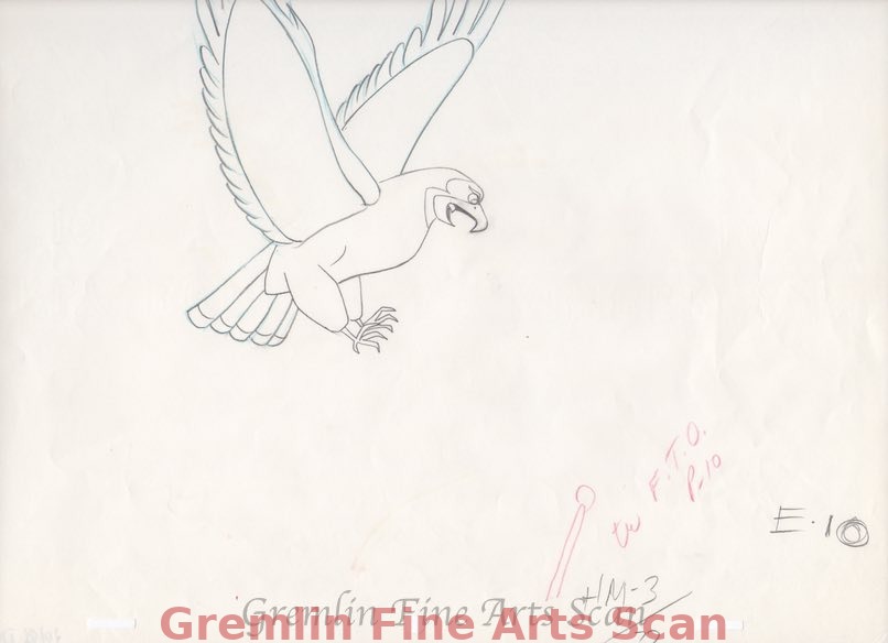 HAWKMAN- (THE SUPERMAN / AQUAMAN / BATMAN SHOW) 1968 Animation Drawing of Hawkman's Bird. Overall Size 10 x 12 Inches. 10186-DC $55.00