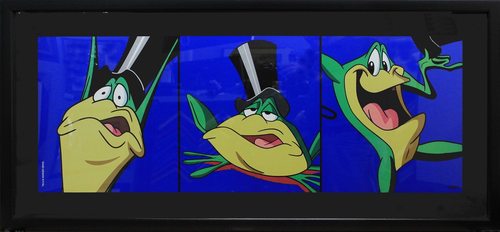 MICHIGAN J FROG TRIPTYCH    Limited Edition Lithograph Triptych of Michigan J Frog. Edition of 350.   (Some slight lamination separation on the frame, sold as-is.)