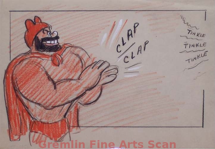 I’LL BE SKIING YA 1947 Bluto Claps His Hands. Graphite & Crayon on Paper.