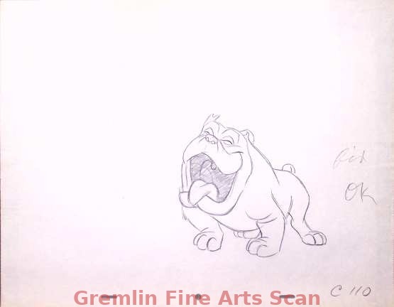 LADY & THE TRAMP   1955   Animation Drawing of Bull.   Overall Size 12 x 16 Inches.   3654-WD   $350.00