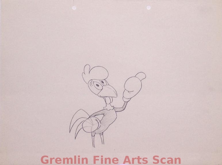 SOCK A DOODLE DOO 1952 Warner Bros. Animation Drawing of “Kid Banty,” World’s Champ, by Robert McKimson, Who Directed this Feature.