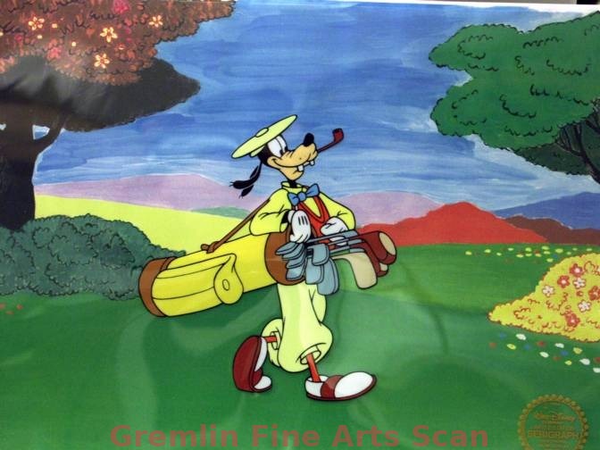 GOOFY - HOW TO GOLF Disney Sericel of Goofy from a scene in his famous “HOW TO GOLF” cartoon.