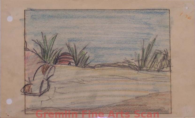MR. BUG GOES TO TOWN 1941 Full Color Storyboard Drawing of Honeybee’s House.