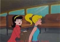 THE ARCHIE SHOW 1970’s Multi-Cel Setup of Betty and Veronica Presented on a Watercolor Production Background.