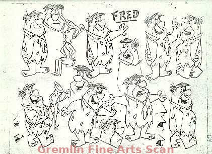 THE FLINTSTONES 1960 Xerox model sheet of Fred.