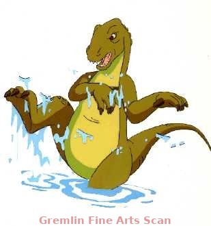 GODZILLA 1978 Production cel of the dinosaur stepping out of the water.