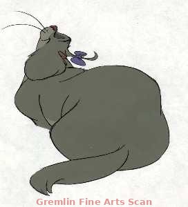 OLIVER & COMPANY 1989 Trimmed Production Cel of a Stuck-Up Cat. Overall Size 12 x 16 Inches. 3312-WD $300.00