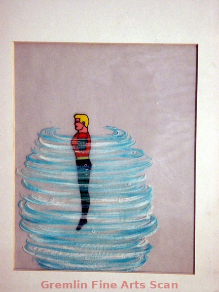 AQUAMAN 1970’S Production Cel of Aquaman Along with Corresponding Cel of Water/Whirlpool Being Created by his Spinning.