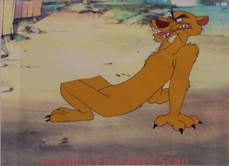 LION AROUND   1950   Cel of Louie the Mountain Lion from a Great Donald Cartoon!  Presented on a Color Laser Background.